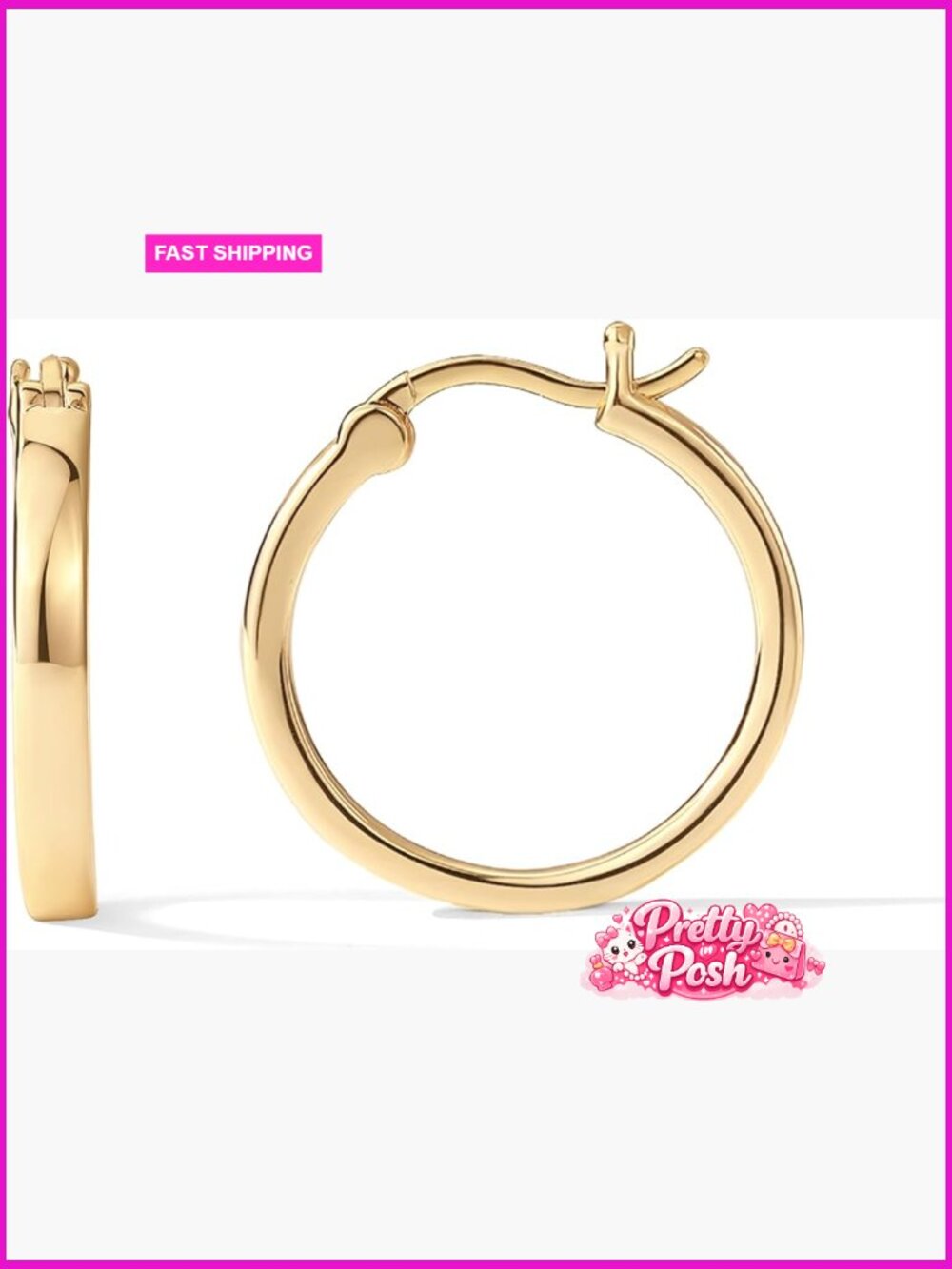 14K Gold Plated 925 Sterling Silver Post Lightweight Hoop Earrings